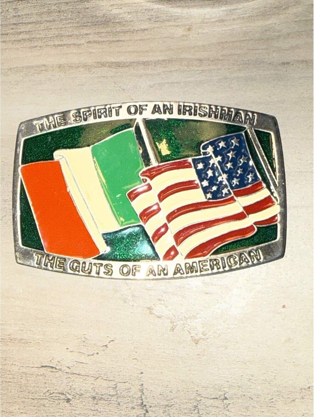 Vintage 1980s Irish American Belt Buckle “Spirit of an Irishman” #2163